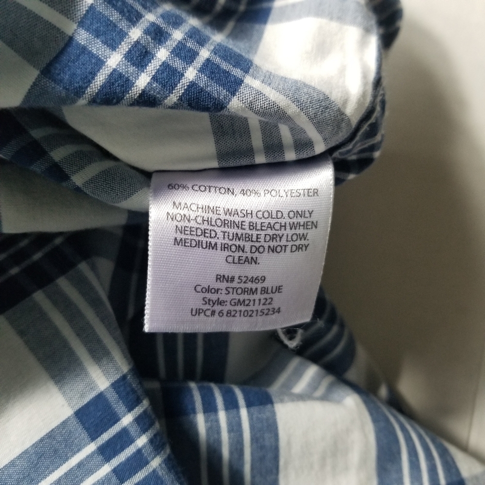 GEORGE MEN'S BUTTON DOWN SHORT SLEEVE BLUE AND WHITE SHIRT SIZE XL - Picture 4 of 11